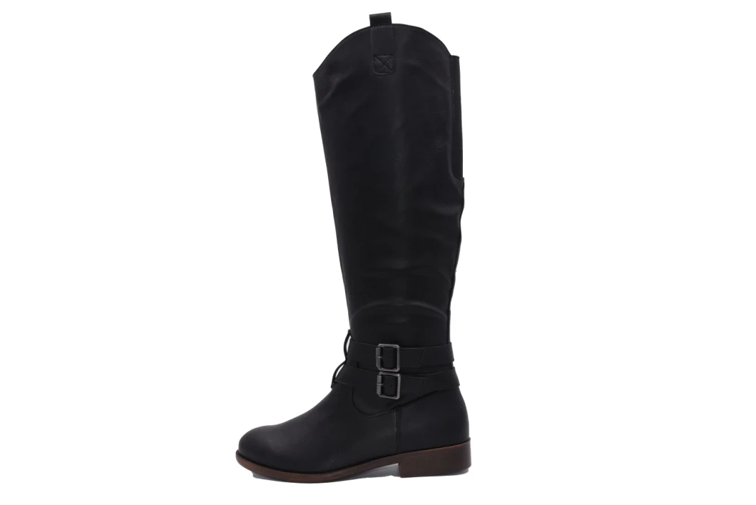 Women Zipper Platform Chunky Low Heel Knee High Boots