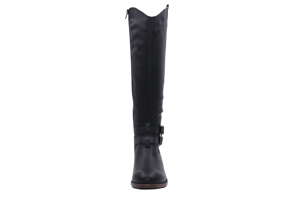 Women Zipper Platform Chunky Low Heel Knee High Boots