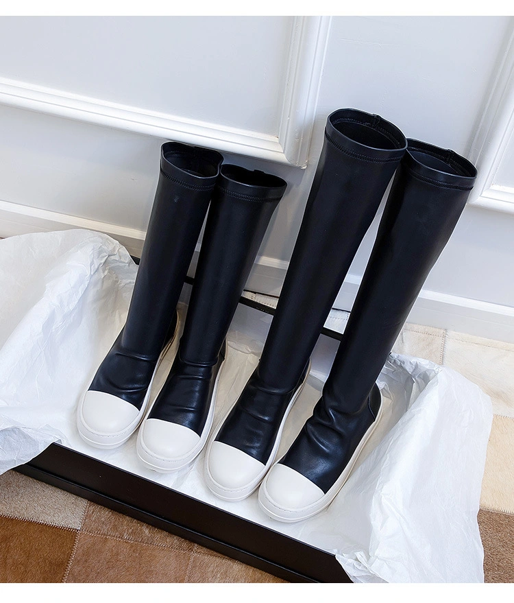 for Autumn/Winter 2022 Plus-Size Knee-High Boots Versatile and Fleece Warm Elastic Long Boots