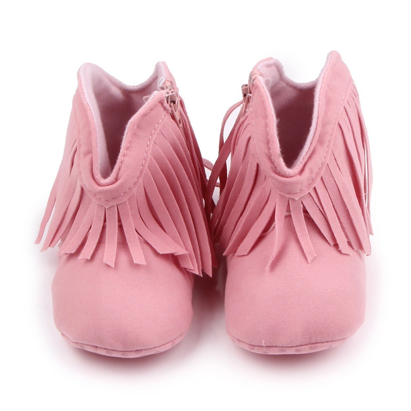 Baby Girl′ S Cowboy Tassel Boots Moccasin Mocks Baby Girl Kids Pre-Walker Solid Fringe Shoes Infant Toddler Soft Soled Anti-Slip Boots Esg11653