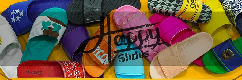 Happy Slides Big Size Customized Logo Made Womens Unisex Outdoor Sandals House Home Custom Print Designer Slides Slippers for Men