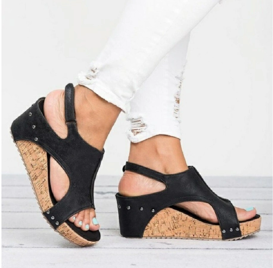 Womens Wedge Sandals Platform Peep Toe Slingback Cork Sandals Summer Sandals Casual Dress Shoes High Heel Sandals Esg14093