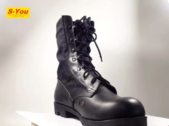 Bottes en cuir de vache véritable de la jungle de combat tactique de style militaire imperméables pour hommes