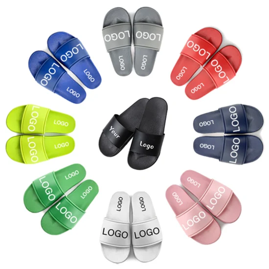 Pantoufles d'intérieur personnalisées Chaussures pour hommes OEM Black Diapositives personnalisées Logo personnalisé d'été en relief Women Slide Sandal