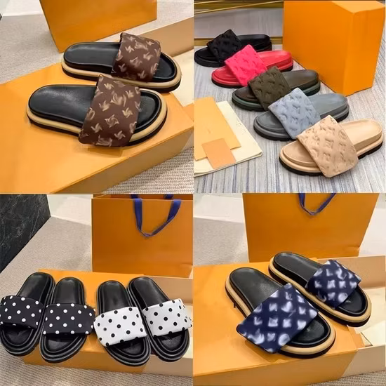 2023 mode plage pantoufles classique talon plat été Designer mode flops en cuir dame diapositives pantoufle femmes chaussures hôtel bain dames grande taille sandales sexy