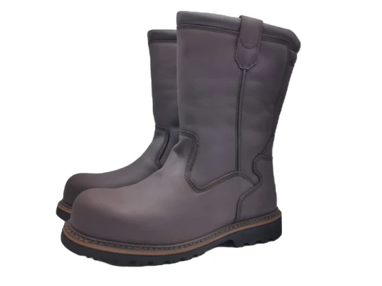 Steeltoe American Goodyear Cuir de vache Semelle extérieure en caoutchouc Bottes de cowboy Bottes de travail Wellington