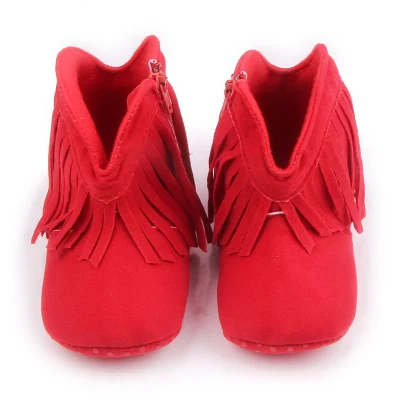 Baby Girl' S Cowboy Tassel Boots Moccasin Mocks Baby Girl Kids Pre-Walker Solid Fringe Shoes Infant Toddler Soft Soled Anti-Slip Boots ESG11653