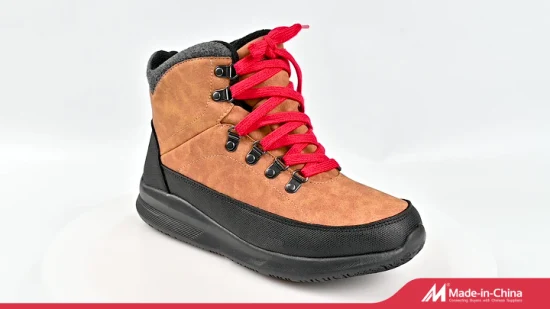 Vente en gros imperméable à l'eau à la mode hiver extérieur chaud bottines doublure en fourrure à lacets bottes anti-dérapantes