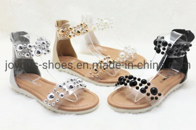 Enfants Dame Dames Fille Enfants 2023 Date Designer De Mode De Luxe Élégant Mignon Chaussures Perles Perles Rivet Parti Wedge Platfrom Sandales Chaussures D'été Sandales