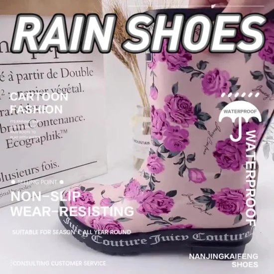 Chaussures de pluie de genou de femmes de couleur adaptées aux besoins du client