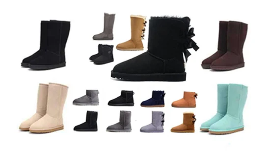 Commerce de gros de la mode personnalisée Casual Snow Uggh Bottes Femmes Filles Bottes de neige de la cheville d'hiver